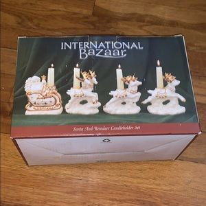 International Bazaar Santa/Reindeer Candleholders